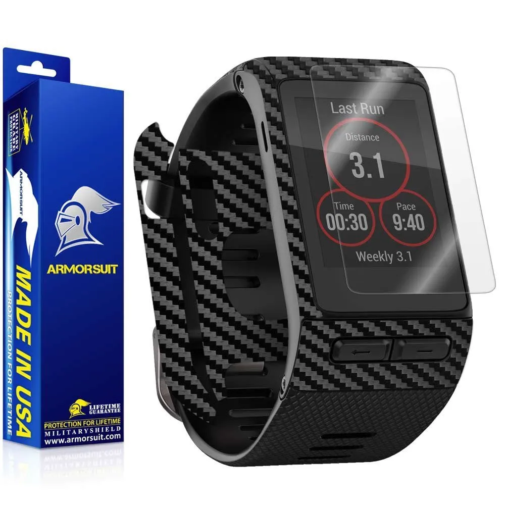 Garmin Vivoactive HR Screen Protector   Black Carbon Fiber Skin