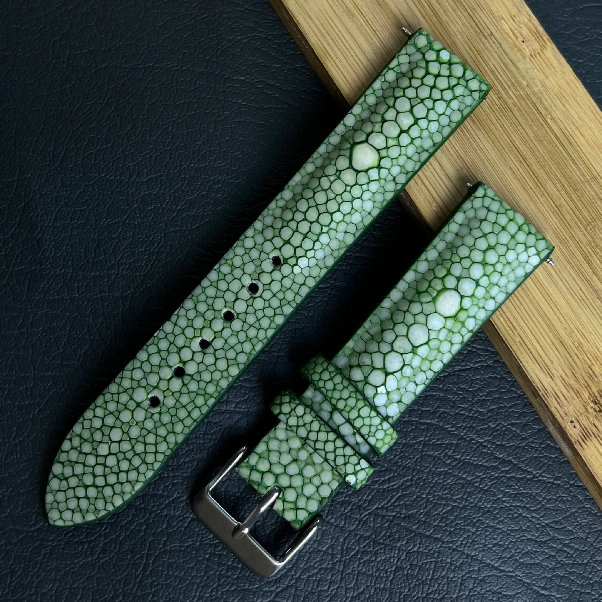 Genuine Green Pearl Stingray Leather Watch Band