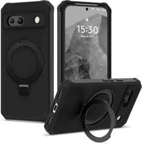 Google Pixel 9 Pro XL Case Build-in Ring Stand Shockproof Anti-Slip Protective Phone Case Black