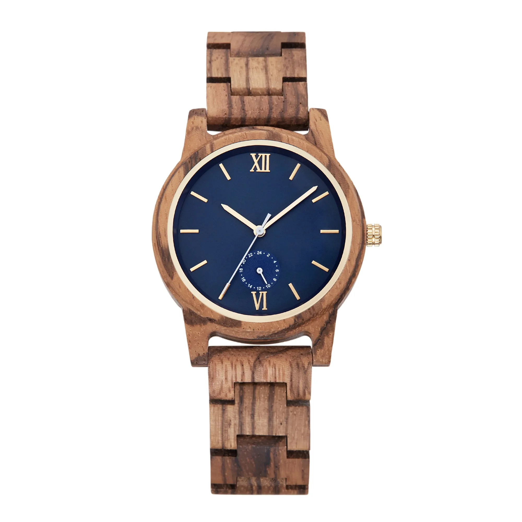 Griffin - Blue Face Zebrawood Minimal Watch