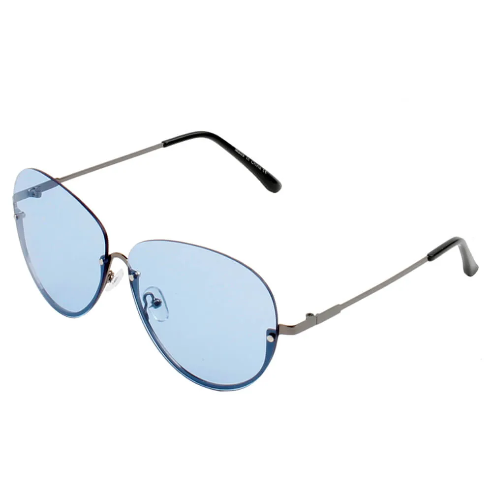 Gruiles - Half Frame Oversize Rimless Fashion Tinted Aviator Sunglasses