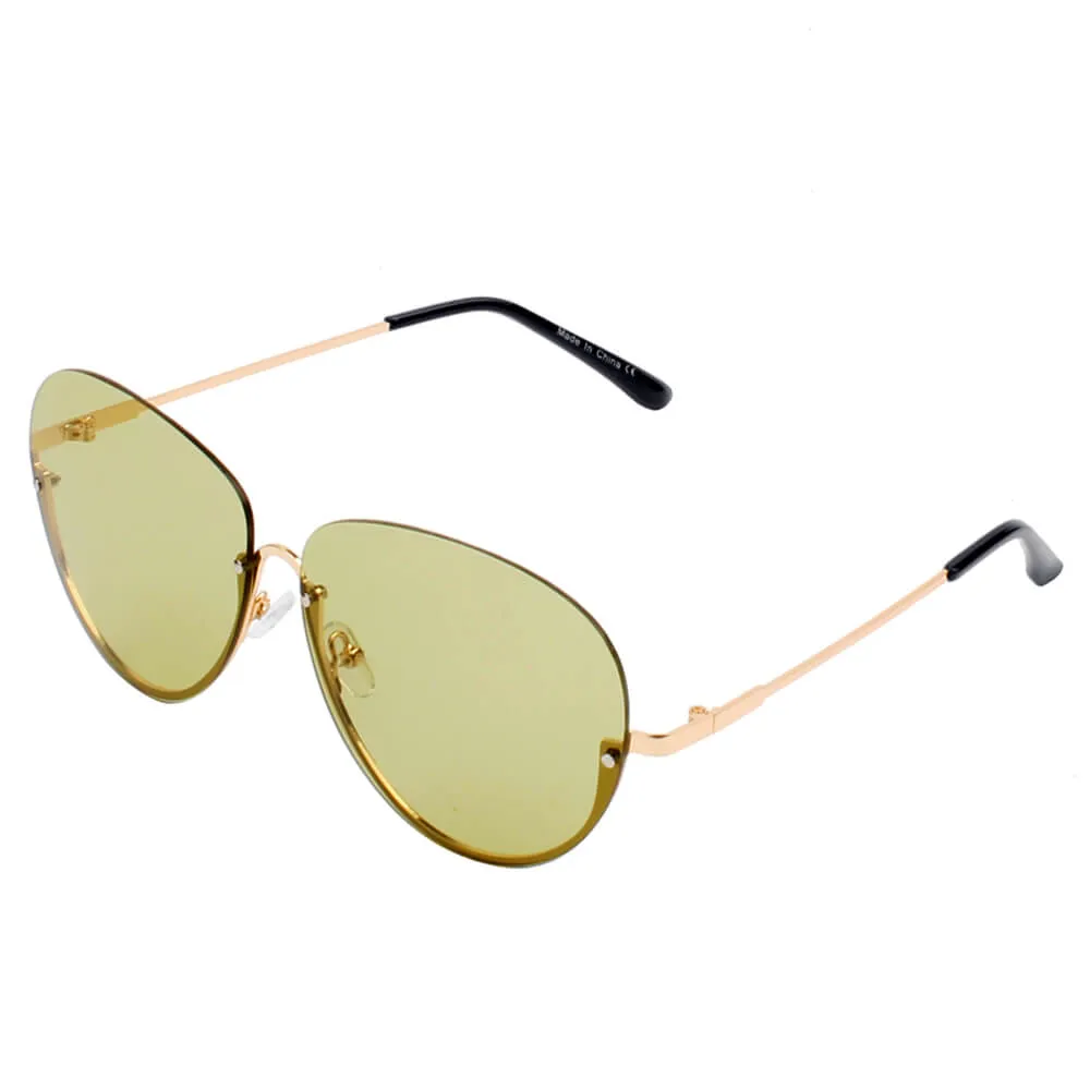 Gruiles - Half Frame Oversize Rimless Fashion Tinted Aviator Sunglasses