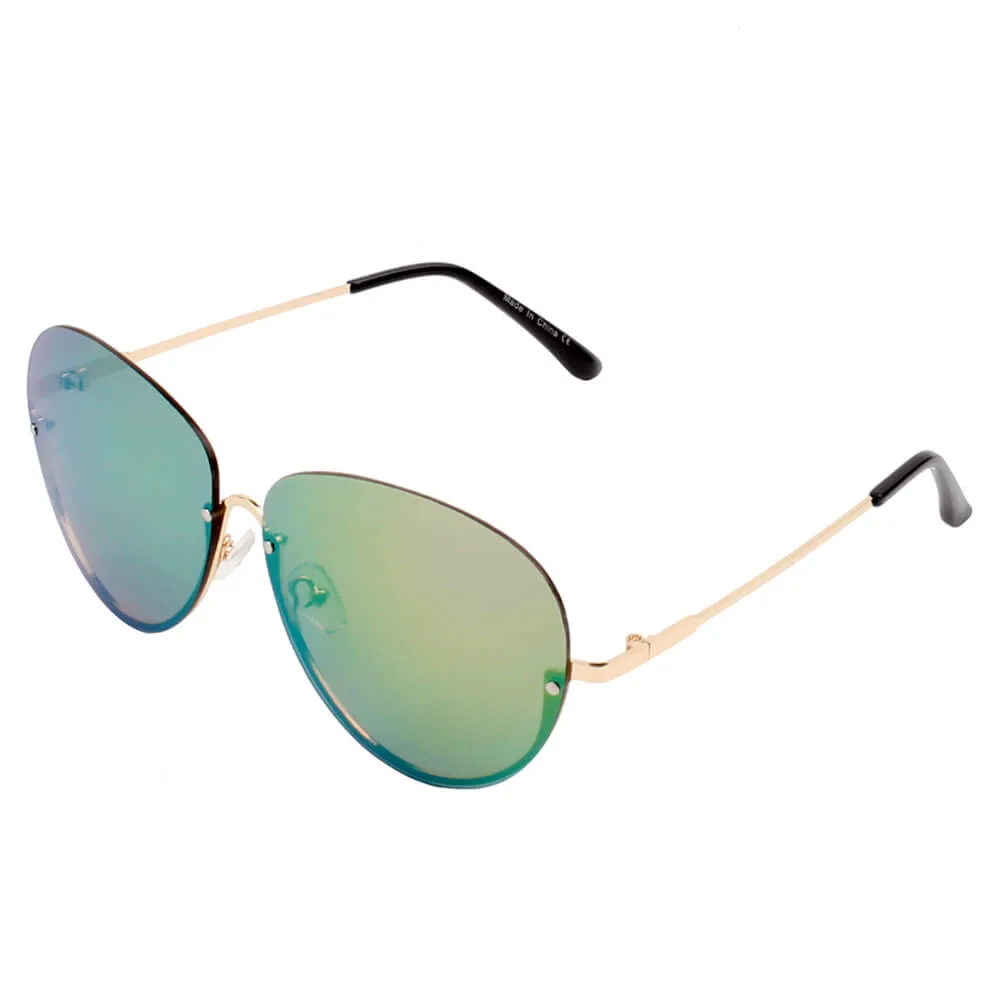 Gruiles - Half Frame Oversize Rimless Fashion Tinted Aviator Sunglasses