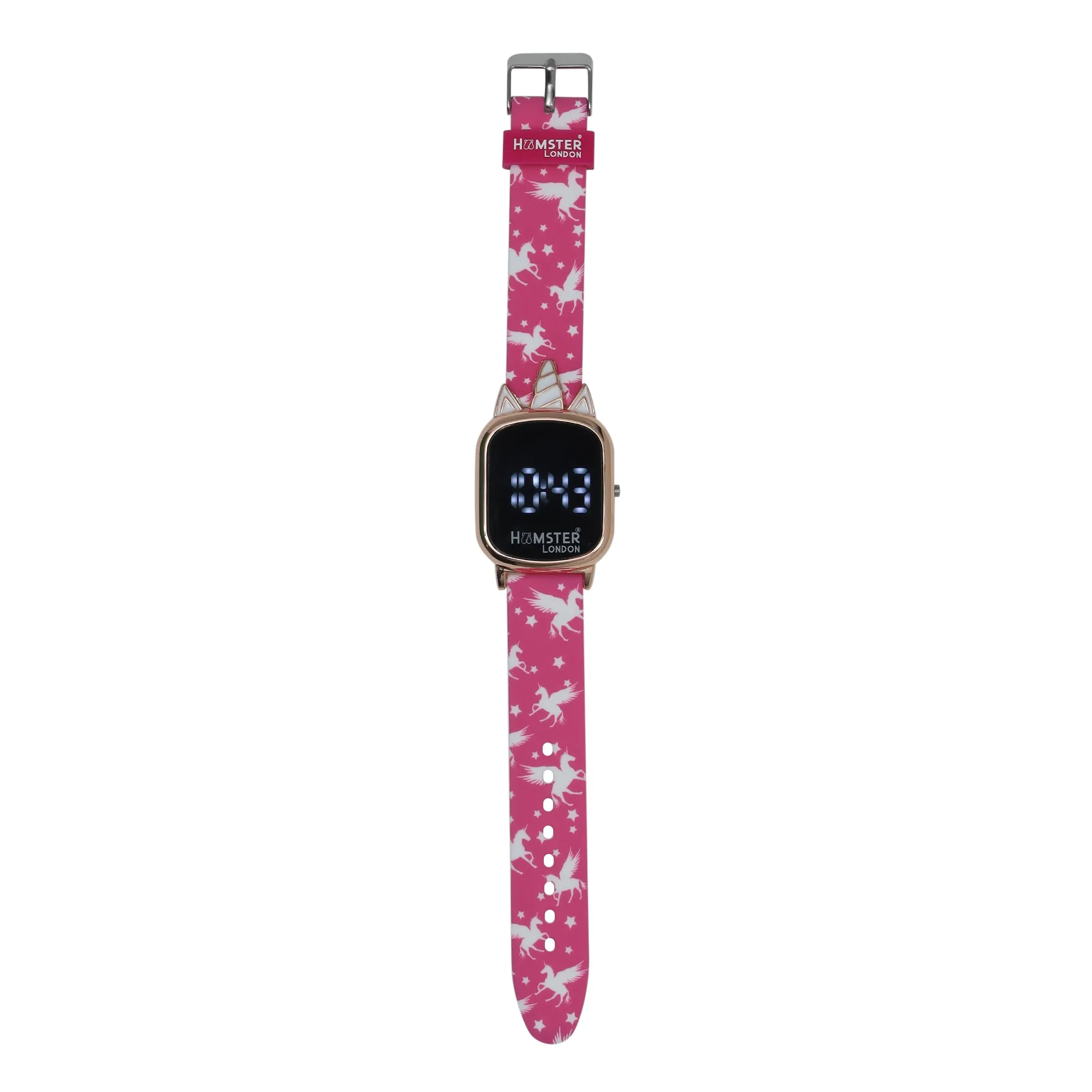 Hamster London Unicorn Metal Horn Pink Digital Watch