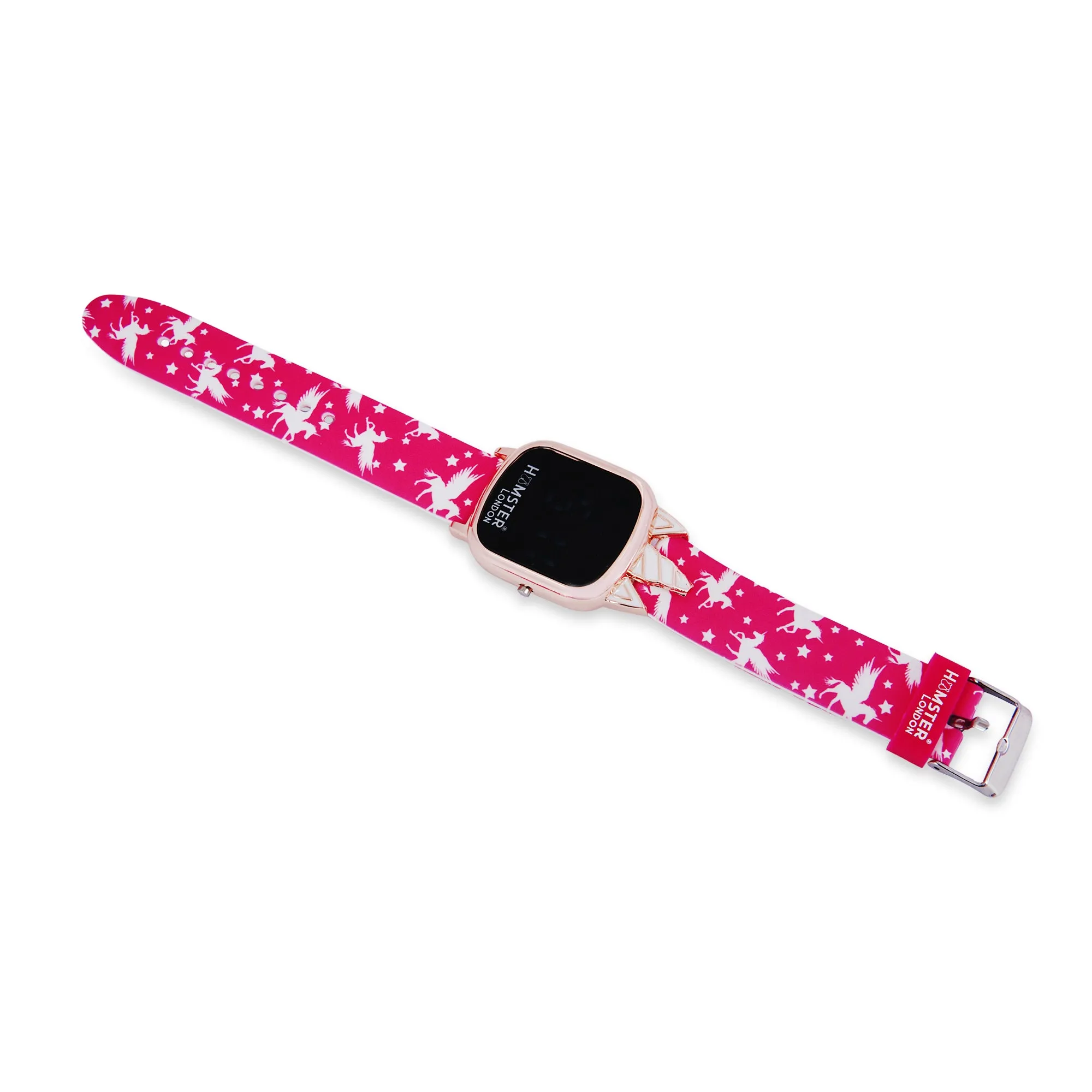 Hamster London Unicorn Metal Horn Pink Digital Watch