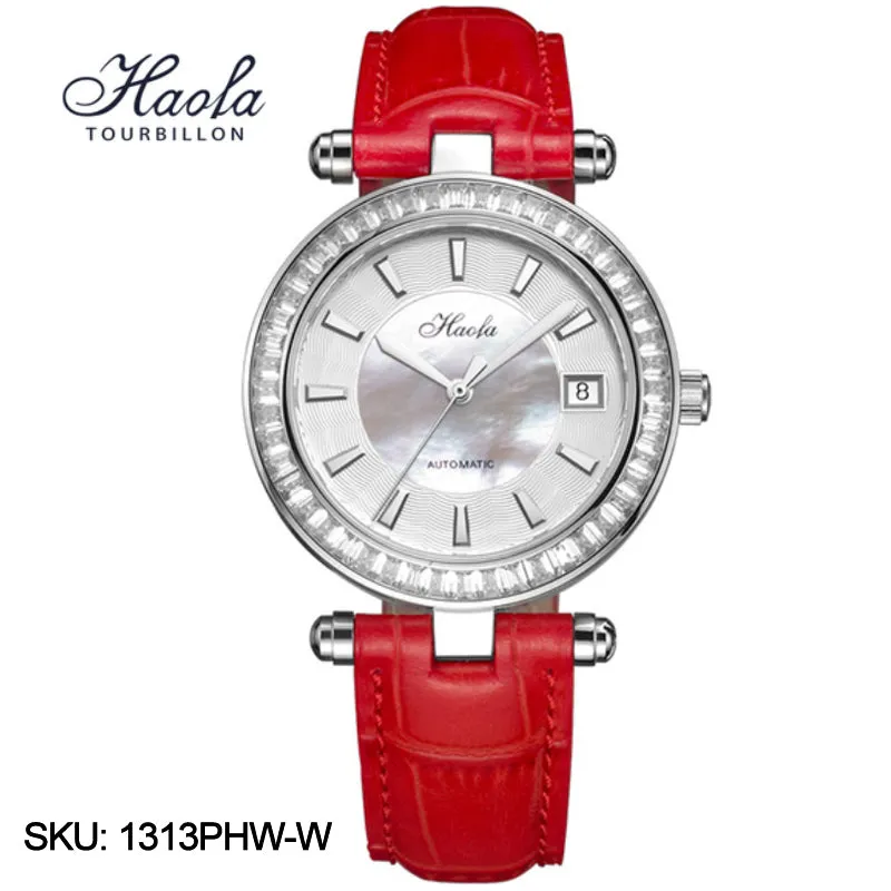 Haofa Automatic Movement Women Watch Pearl Shell Dial Date Ladies Watch 1313