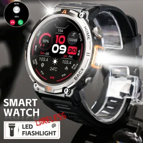 HD Touch Smart Watch For Men, LED Flash Light , Make Calls, Message Notification - IPhone And Android Phones