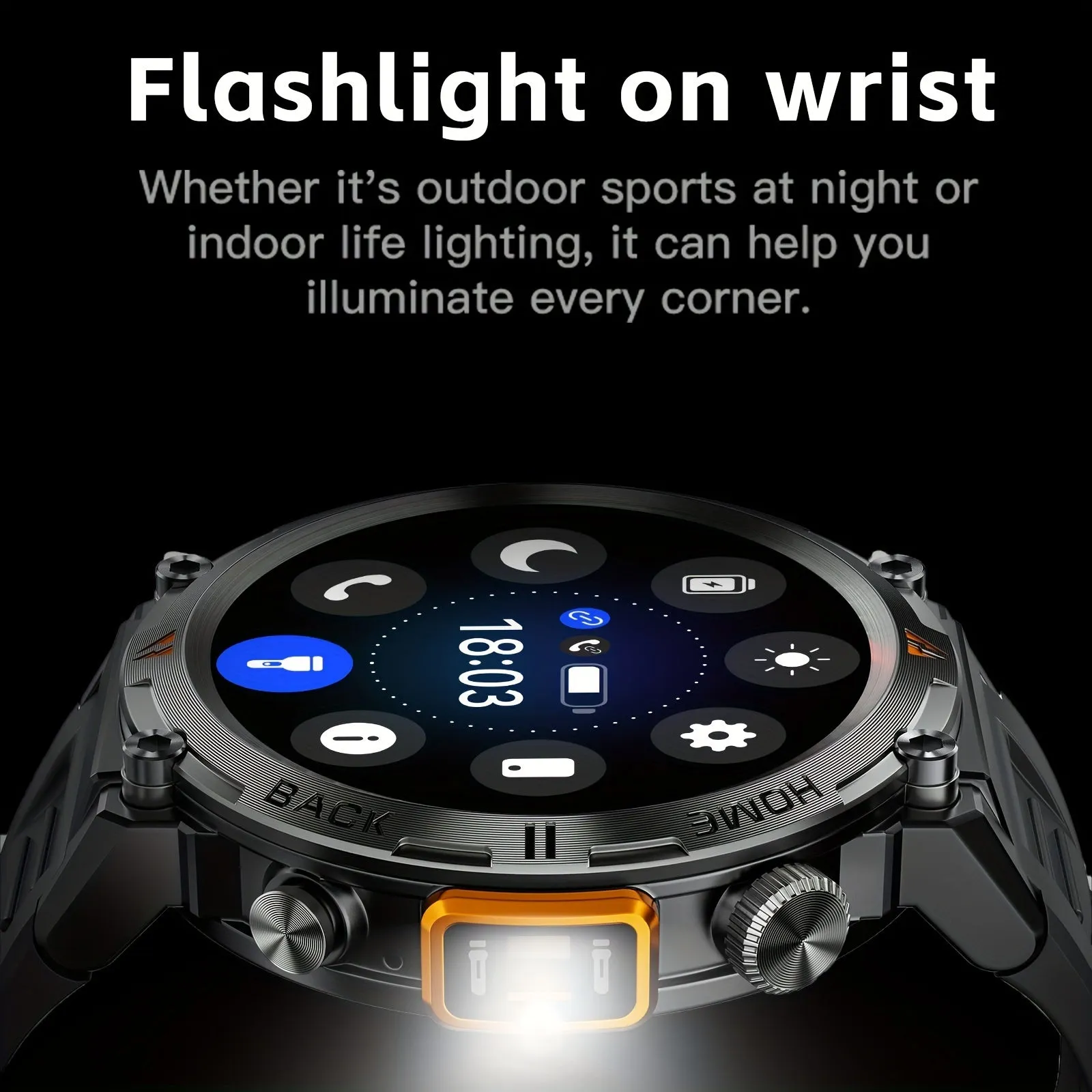 HD Touch Smart Watch For Men, LED Flash Light , Make Calls, Message Notification - IPhone And Android Phones