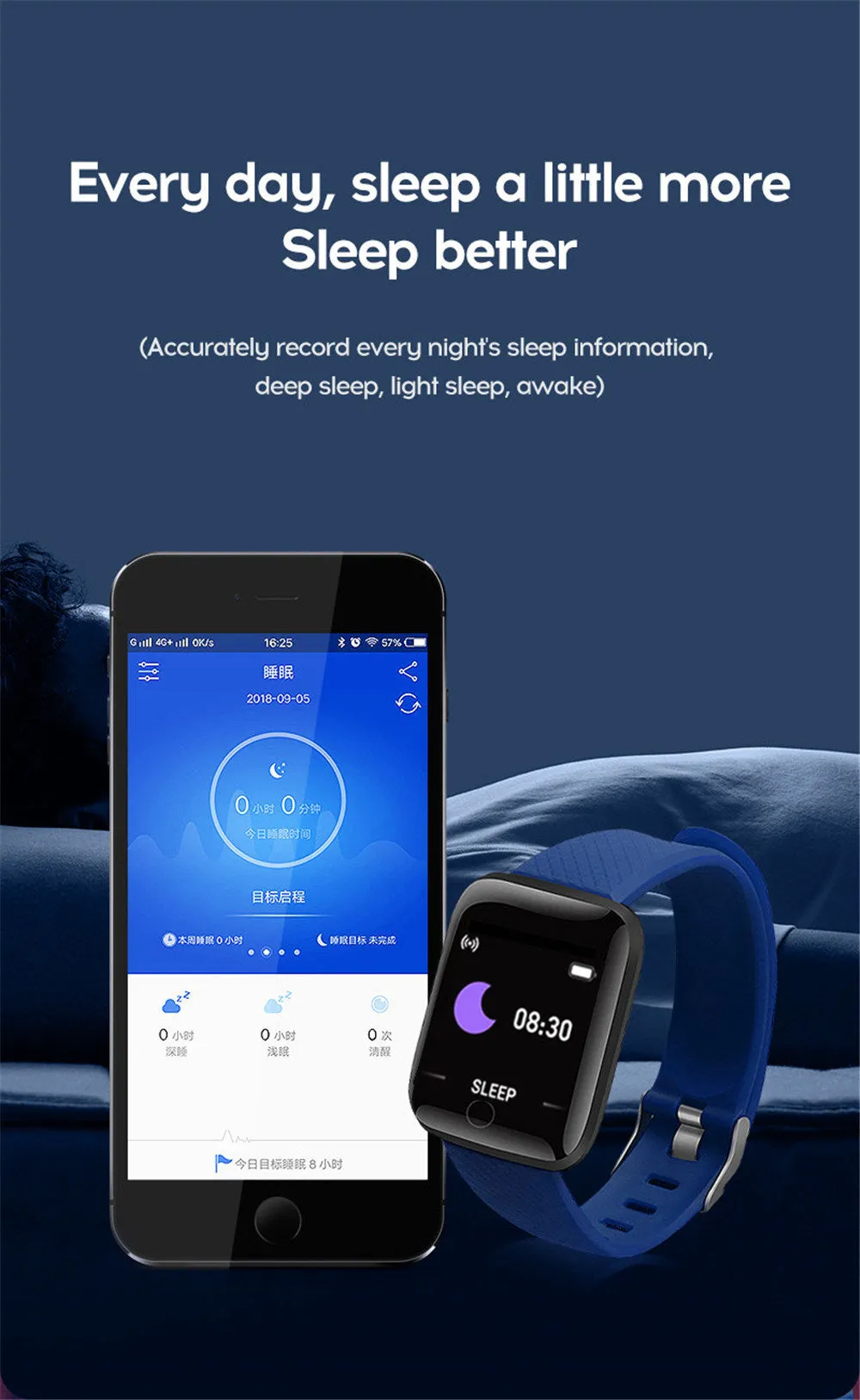 Heart Rate Sleep Monitoring Blood Pressure Smartwatch