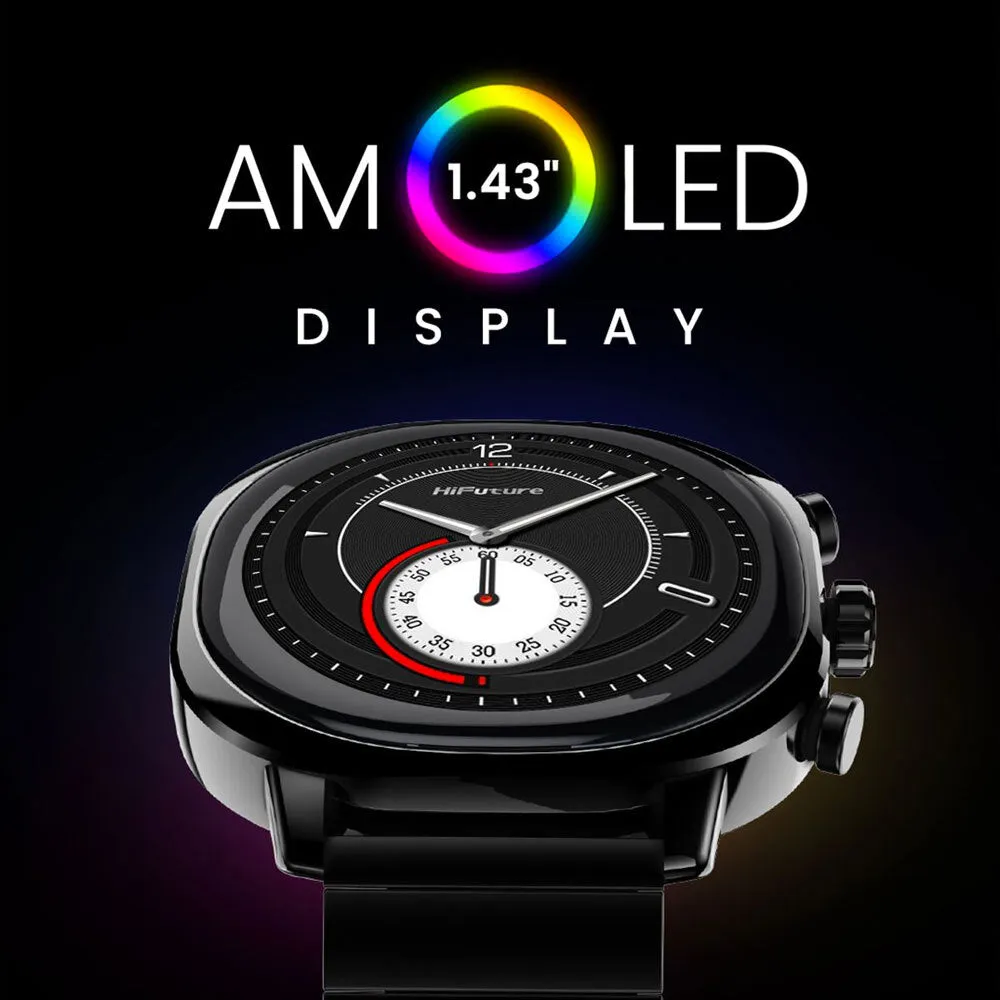 HiFuture AIX Amoled Stainless Steel Smart Watch (Caviar Black)