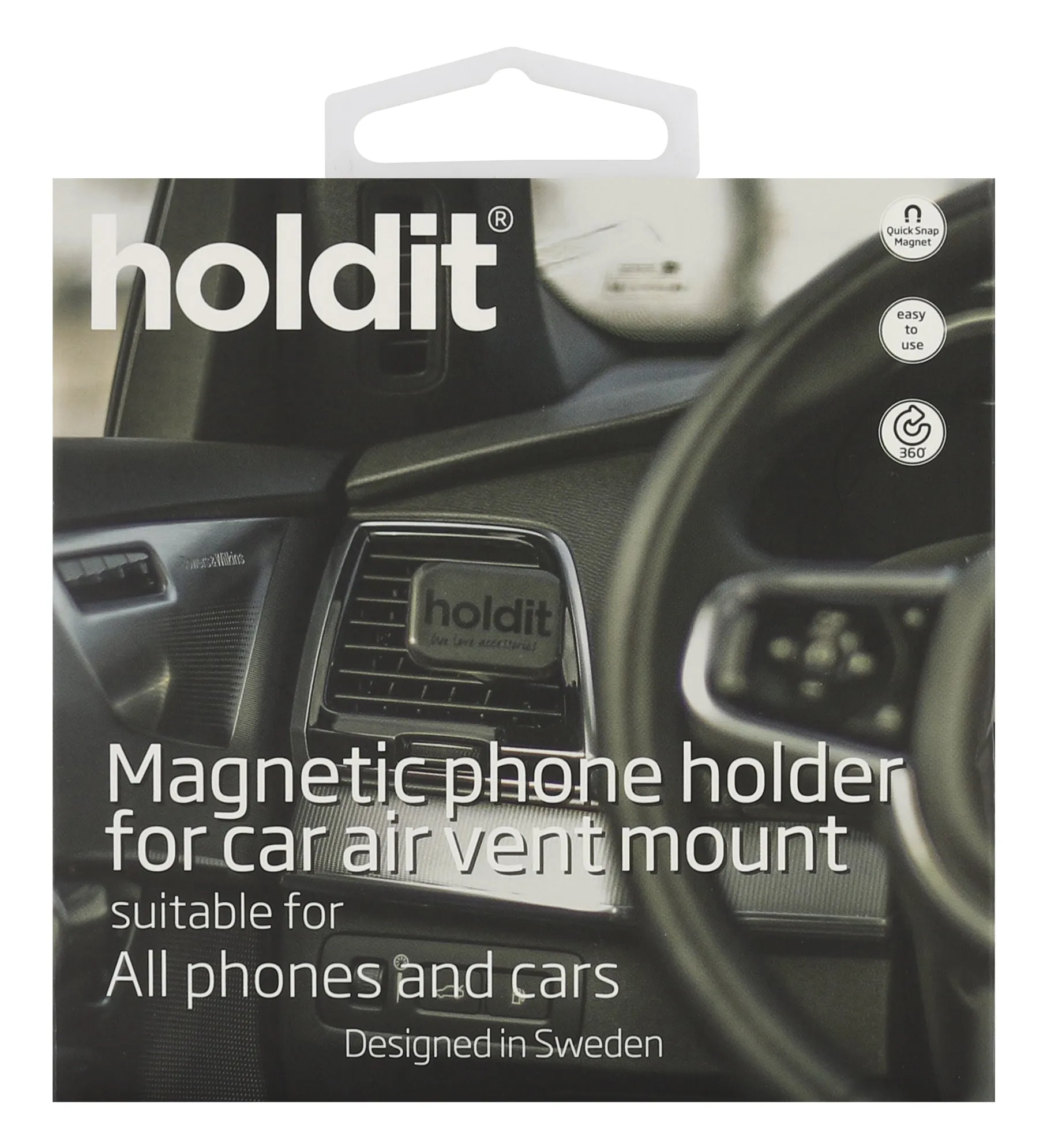 Holdit Car Air Vent 360 Magnet Universal Phone Holder - Quick Snap Magnet Family System