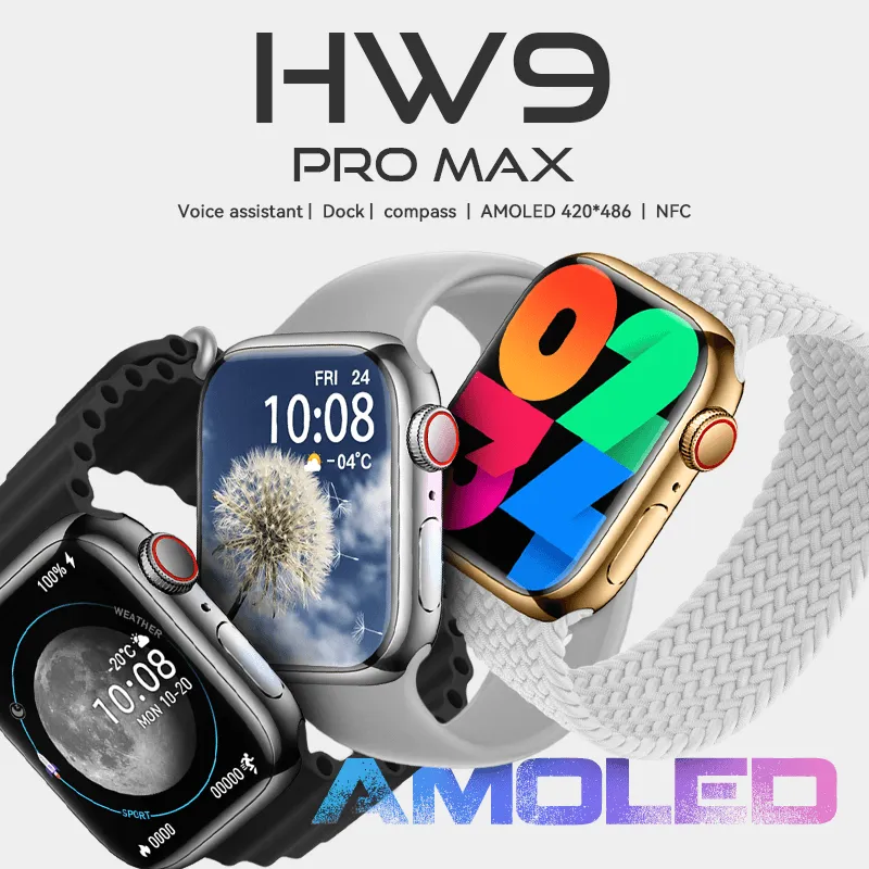 HW 9 PRO MAX AMOLED SMAR WATCH GOLD EDITION