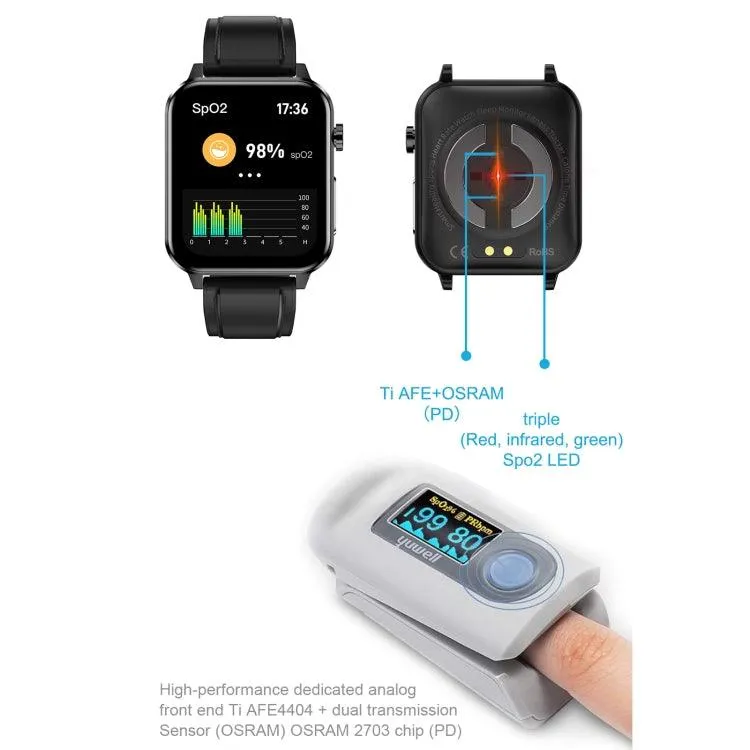 IP68 Waterproof Smart Watch with 1.7" TFT Color Screen, Blood Oxygen & Temperature Monitoring, Steel Strap, AI Medical Diagnostics