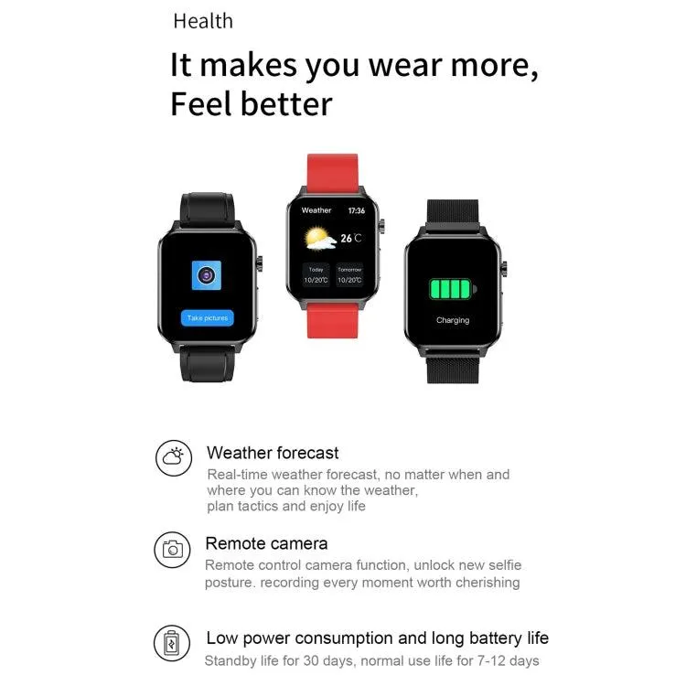 IP68 Waterproof Smart Watch with 1.7" TFT Color Screen, Blood Oxygen & Temperature Monitoring, Steel Strap, AI Medical Diagnostics