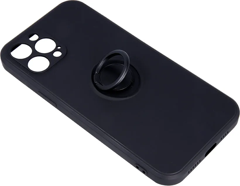 iPhone 13 Finger Grip Ring Holder Silicon Cover - Black