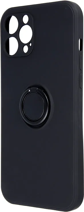 iPhone 13 Finger Grip Ring Holder Silicon Cover - Black