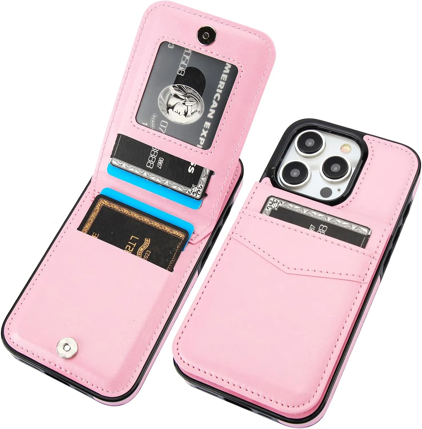 iPhone 15 Pro Case Wallet Credit Card Holder Flip Premium Leather Protective Cover