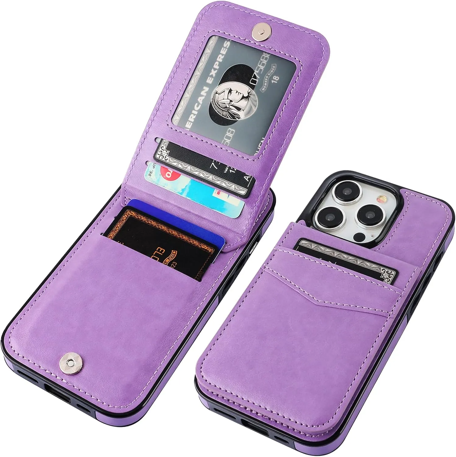 iPhone 15 Pro Case Wallet Credit Card Holder Flip Premium Leather Protective Cover