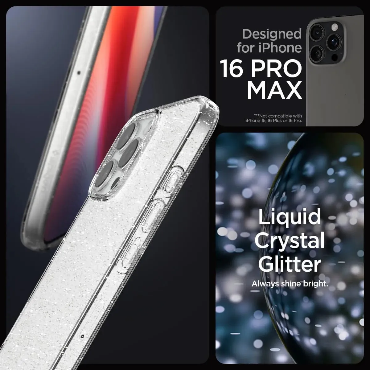 iPhone 16 Pro Max Case Liquid Crystal Glitter