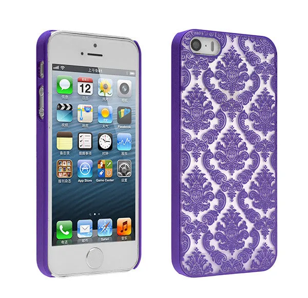 iPhone SE Case | iPhone 5S/5 Case, Ultra Slim Damask Vintage Case Cover - Purple