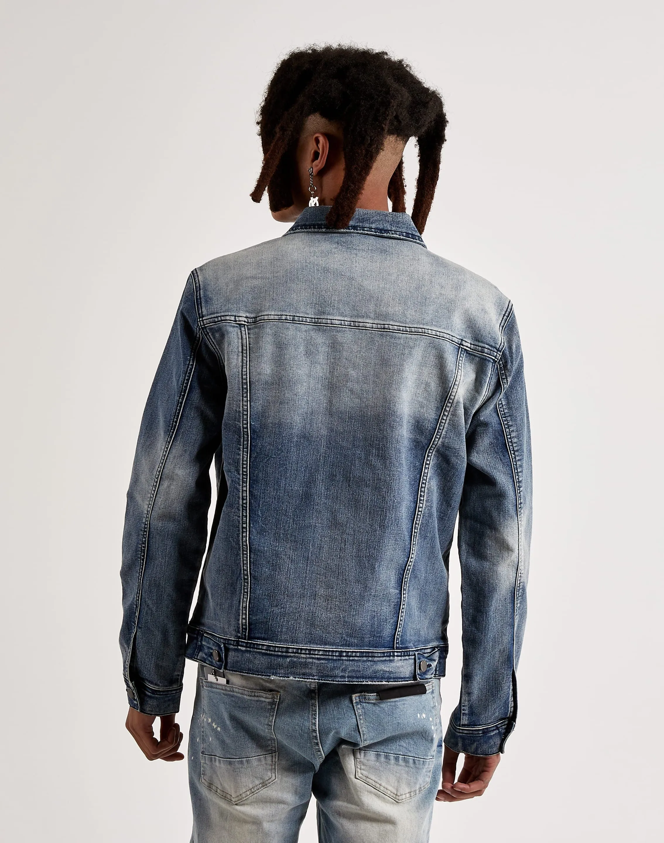 Kilogram Distressed Moto Repair Jean Jacket