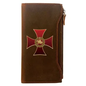 Knights Templar Commandery Wallet - Genuine Brown Leather Red Cross