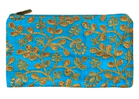 Kuber Industries Embroidery Women Hand Purse Wallet for Party, Wedding, Dating (Blue)