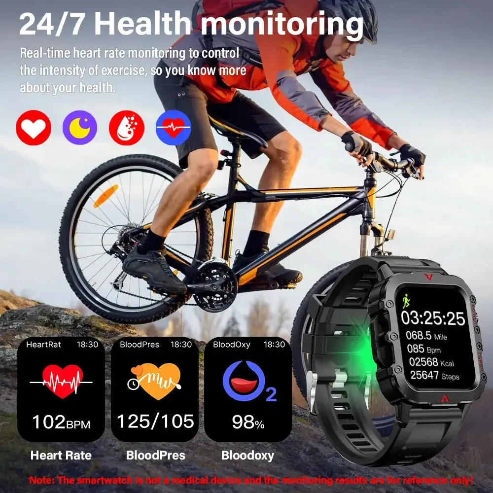 LAXASFIT Men Sports Smart Watch 1.71 Screen Blood Oxygen Bluetooth Talking Watch Multi Sport LED Flashlight Outdoor Smart Watch