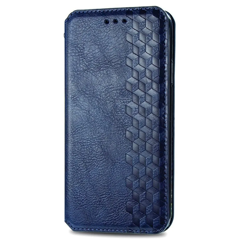 Leather case with a stylish rhombus imprint for Samsung Galaxy M33 5G - Blue