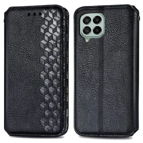 Leather case with a stylish rhombus imprint for Samsung Galaxy M53 5G - Black