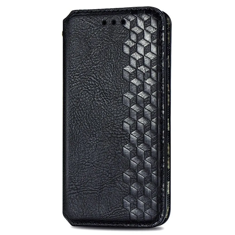 Leather case with a stylish rhombus imprint for Samsung Galaxy M53 5G - Black