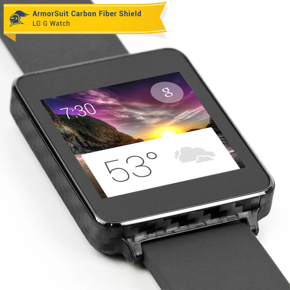 LG G Watch Screen Protector   Black Carbon Fiber Film Protector