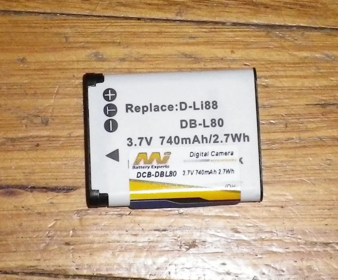 Li-Ion 3.7Volt Camera Battery Replaces Sanyo DB-L80, Pentax D-Li88 - # DCB-DBL80