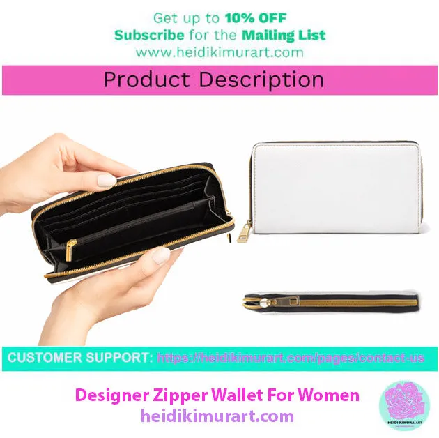 Light Pink Color Zipper Wallet, Solid Pink Color Long Compact Designer Premium Quality Women's Wallet