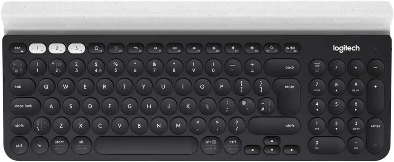 Logitech K780 Multi-Device Wireless Keyboard for Windows, Apple android or Chrome, Wireless 2.4GHz and Bluetooth, Quiet, PC/Mac/Laptop/Smartphone/Tablet - Dark Grey/White