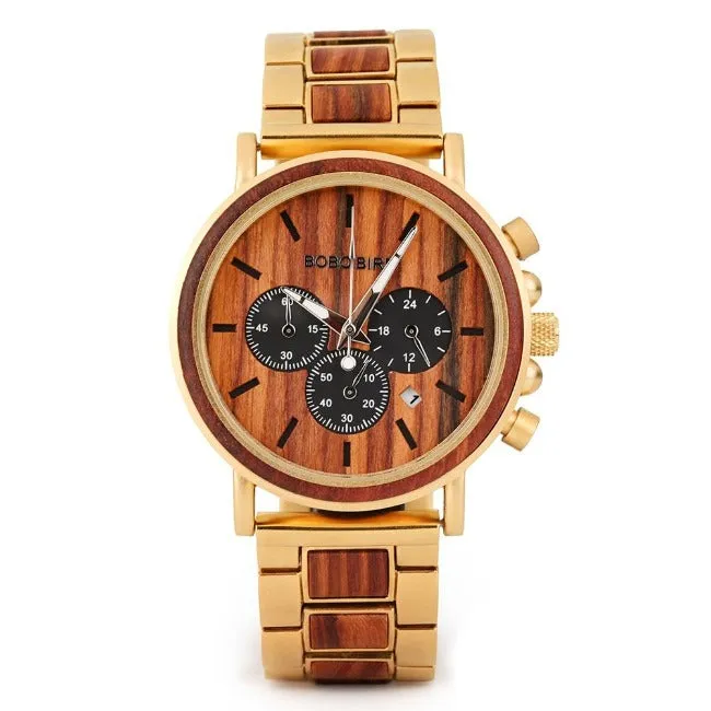 Luxurious Chronograph Wooden Watch