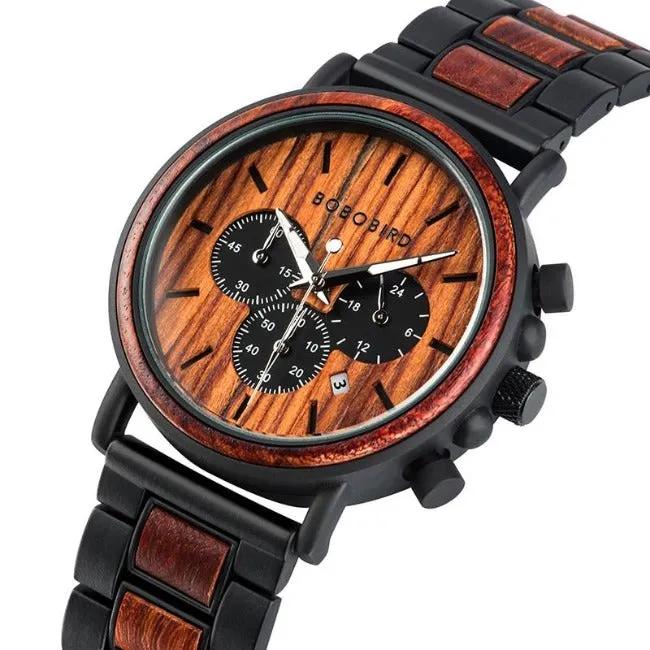 Luxurious Chronograph Wooden Watch