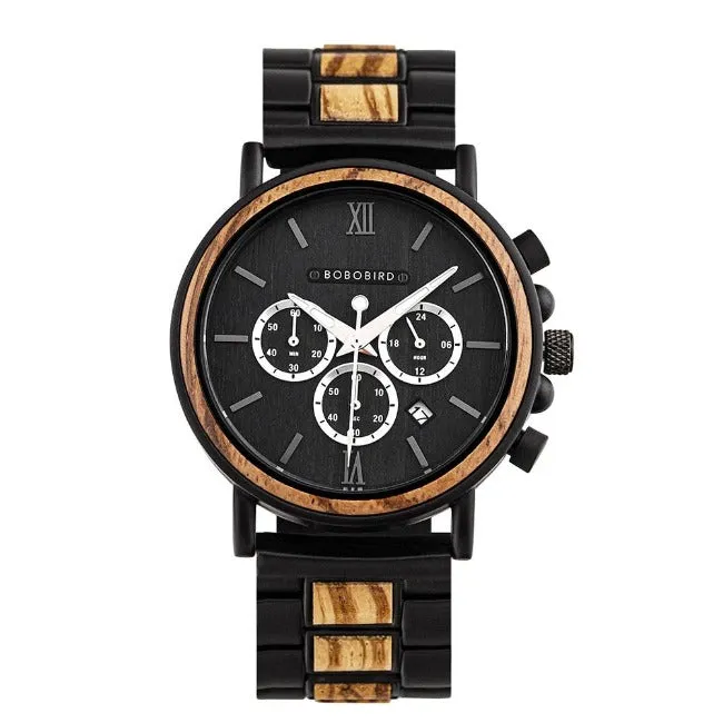 Luxurious Chronograph Wooden Watch