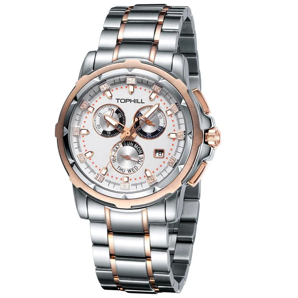 Luxury Men's Chronograph Watch-Stainless Steel, 10ATM Waterproof