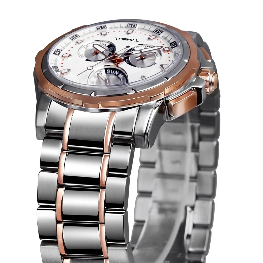 Luxury Men's Chronograph Watch-Stainless Steel, 10ATM Waterproof