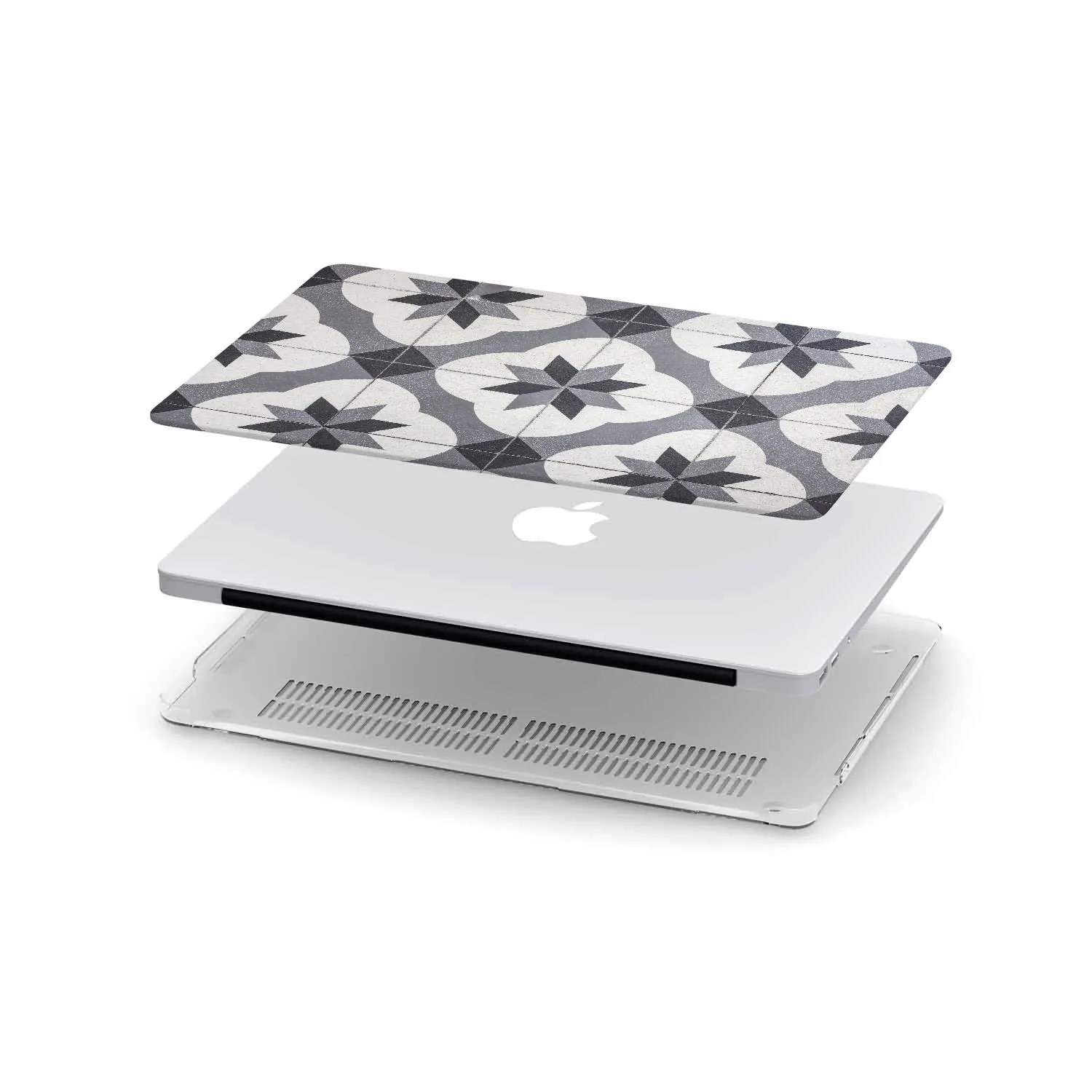 Macbook Hard Shell Case - Black & White Mosaic Tiles