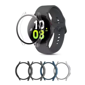 Matte Case with Built in Screen Protector | Galaxy Watch 4 44mm  Pack of 5  Protective cover | Black/Blue/Grey/Clear/Silver