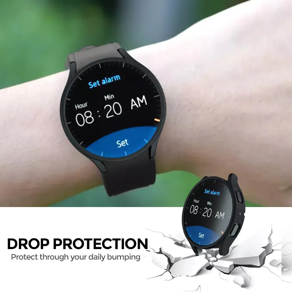 Matte Case with Built in Screen Protector | Galaxy Watch 4 44mm  Pack of 5  Protective cover | Black/Blue/Grey/Clear/Silver