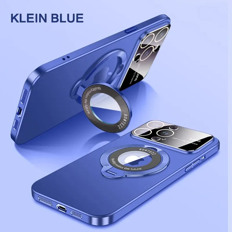 Matte Phone Case Magnetic Bracket  With Lens Protection For IPhone