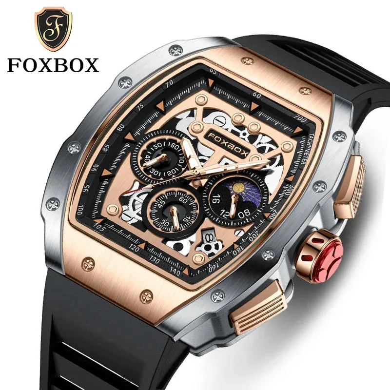 Men Watch Foxbox Brand Luxury Waterproof Quartz Wristwatch For Men Date Sport Silicone Clock Male Watches