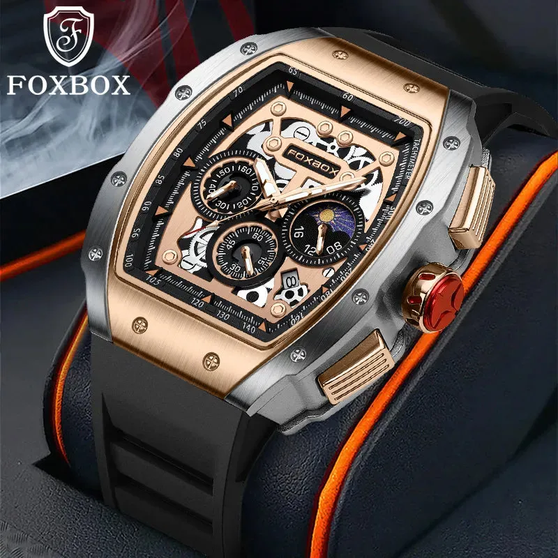 Men Watch Foxbox Brand Luxury Waterproof Quartz Wristwatch For Men Date Sport Silicone Clock Male Watches