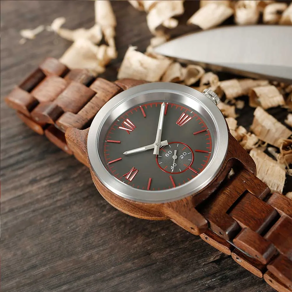 Men's Handcrafted Engraving Walnut Wood Watch