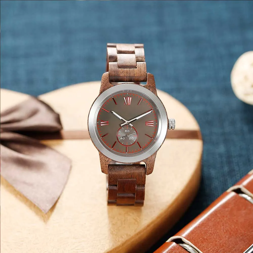 Men's Handcrafted Engraving Walnut Wood Watch