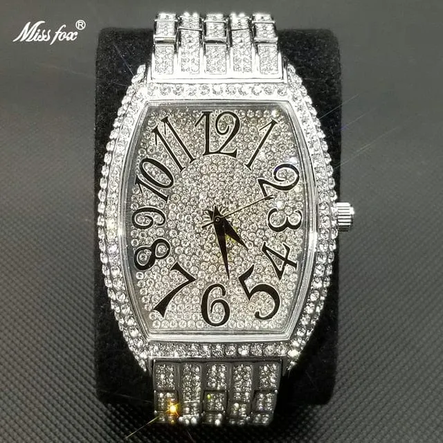 Men's Popular Tonneau Diamond Luxury Watch by Miss Fox