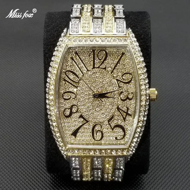 Men's Popular Tonneau Diamond Luxury Watch by Miss Fox